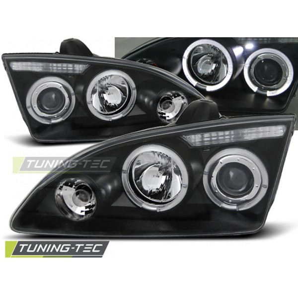 Оптика альтернативная передняя Tuning-Tec ангельские глазки Ford Focus II (2005-2008) черная
