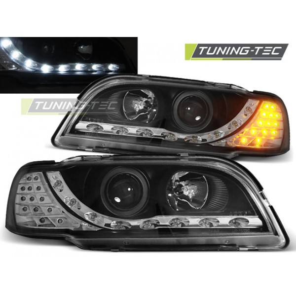 VOLVO S40/V40 02.96-04.00 Оптика альтернативная передняя Daylight c дхо черная
