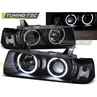 BMW E36 12.90-08.99 C/C Оптика альтернативная передняя ангельские глазки черная