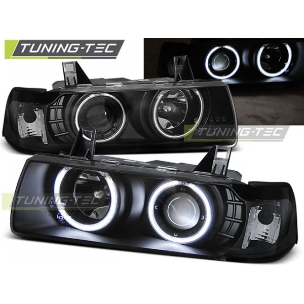 BMW E36 12.90-08.99 C/C Оптика альтернативная передняя ангельские глазки черная