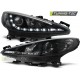 Оптика альтернативная передняя Daylight c дхо Peugeot 207 (2006-2010) черная