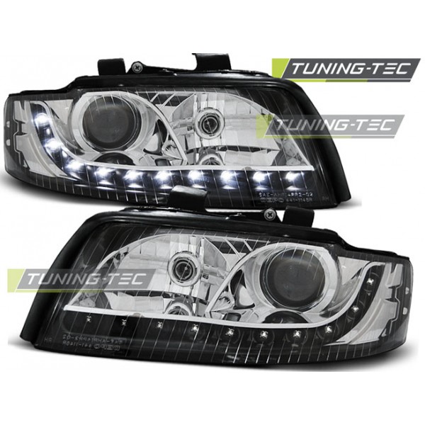 Оптика альтернативная передняя Daylight c дхо Audi A4 B6 (2001-2004) черная