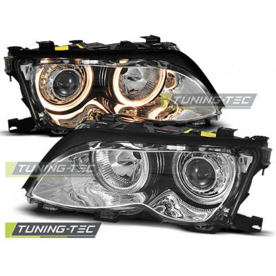 BMW E46 09.01-03.05 Оптика альтернативная передняя ангельские глазки хром