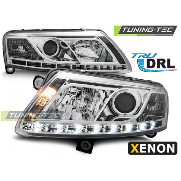 AUDI A6 C6 04.04-08 Оптика альтернативная передняя TRU DRL XENON D2S хром XENON
