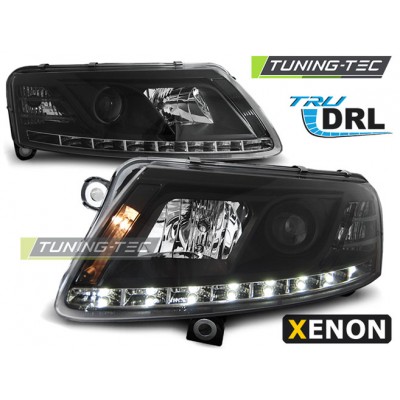 AUDI A6 C6 04.04-08 Оптика альтернативная передняя TRU DRL XENON D2S черная XENON