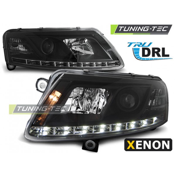AUDI A6 C6 04.04-08 Оптика альтернативная передняя TRU DRL XENON D2S черная XENON
