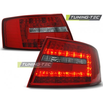 Фонари LED тюнинг вместо штатных ламповых фонарей Audi A6 C6 (2004-2008) красно-белые
