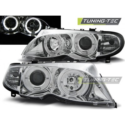 BMW E46 09.01-03.05 Оптика альтернативная передняя ангельские глазки хром