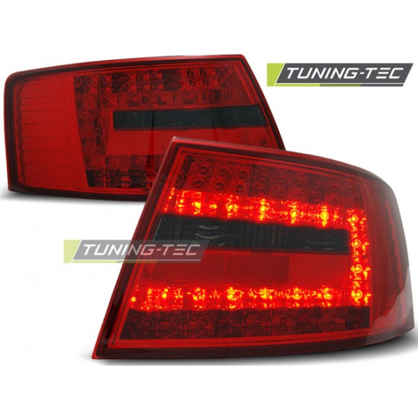 Оптика альтернативная задняя LED взамен штатных светодиодных Audi A6 C6 (2004-2008) красно-тонированная