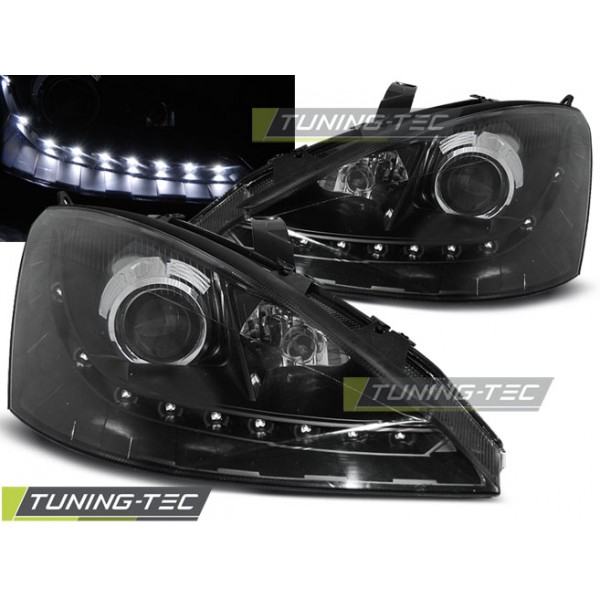 Оптика альтернативная передняя Tuning-Tec c дхо Ford Focus I (1998-2001) черная