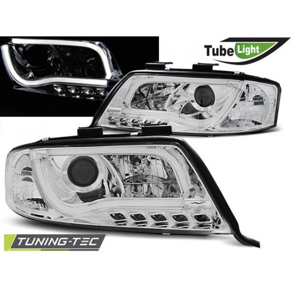Оптика альтернативная передняя Tuning-Tec Tube Lights Audi A6 C5 (2001-2004) хром
