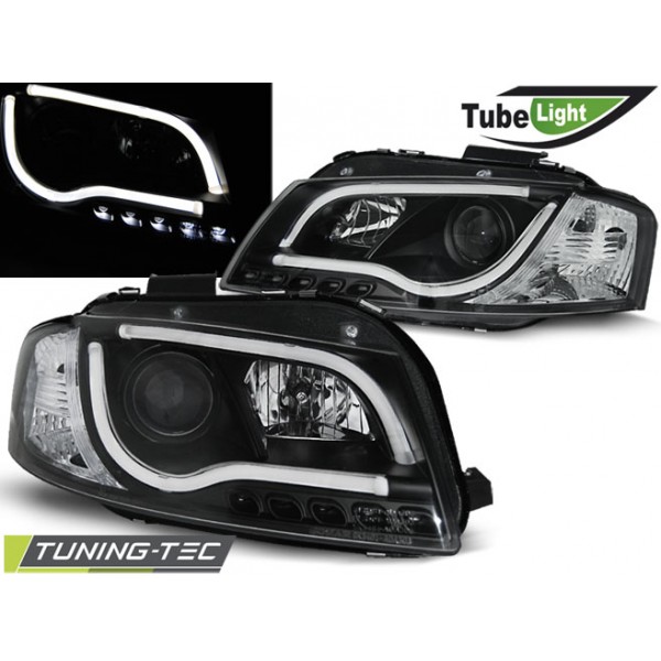 Оптика альтернативная передняя TUBE LIGHTS Audi A3 8P (2003-2008) черная