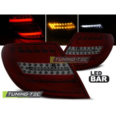 Фонари Tuning-Tec LED Bar тюнинг Mercedes W204 C-klasse (2007-2010) красно-тонированные