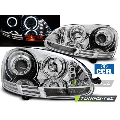VW GOLF 5 10.03-09 Оптика альтернативная передняя ангельские глазки CCFL хром