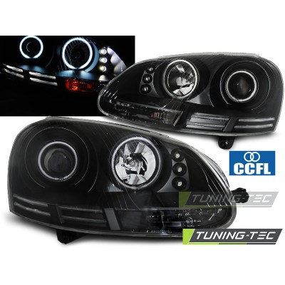 VW GOLF 5 10.03-09 Оптика альтернативная передняя ангельские глазки CCFL черная