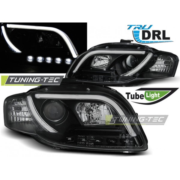 Оптика альтернативная передняя TUBE LIGHTS Tru DRL Audi A4 B7 (2004-2008) черная