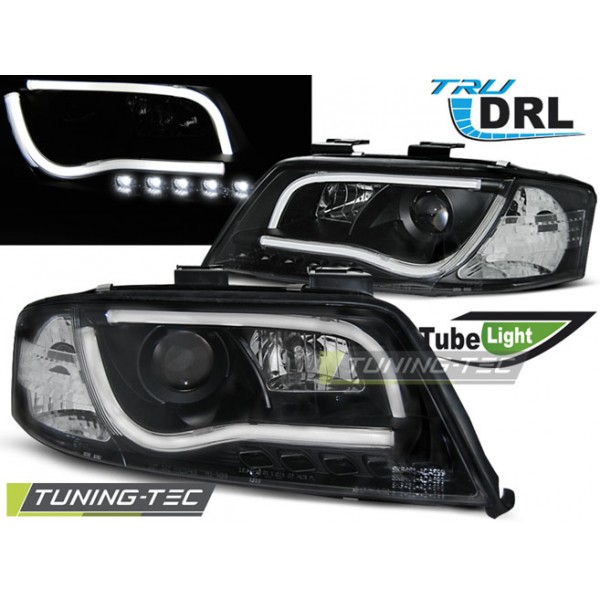AUDI A6 06.01-05.04 TUBE LIGHTS Оптика альтернативная передняя TRU DRL черная