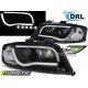 AUDI A6 06.01-05.04 TUBE LIGHTS Оптика альтернативная передняя TRU DRL черная