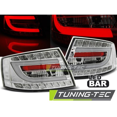 Оптика альтернативная задняя LED Bar взамен штатных ламповых Audi A6 C6 (2004-2008) хром