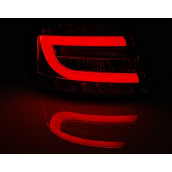 Оптика альтернативная задняя LED Bar взамен штатных ламповых Audi A6 C6 (2004-2008) красно-тонированная