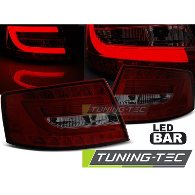Оптика альтернативная задняя LED Bar взамен штатных светодиодных Audi A6 C6 (2004-2008) красно-тонированная