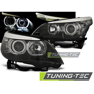 BMW E60/E61 03-07 LED Оптика альтернативная передняя ангельские глазки H7/H7 черная