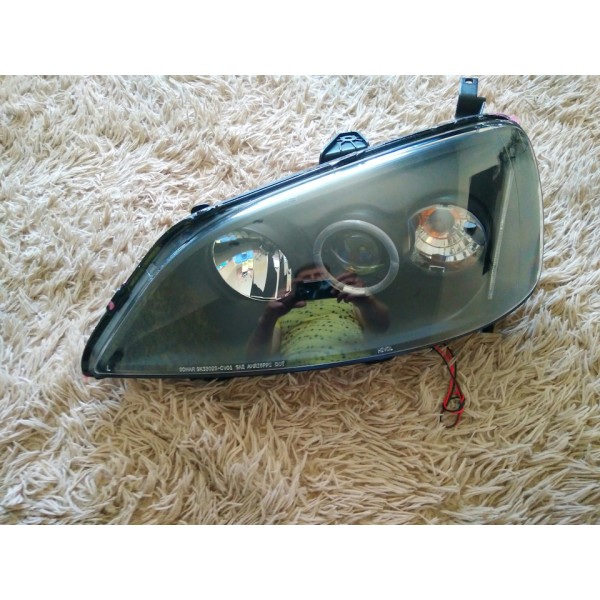 Оптика альтернативная передняя ангельские глазки Honda Civic VII (2001-2003) черная