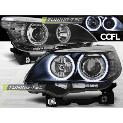 Альтернативная оптика передняя Tuning-Tec CCFL Angel Eyes для BMW E60 5 серия (2003-2007) чёрная