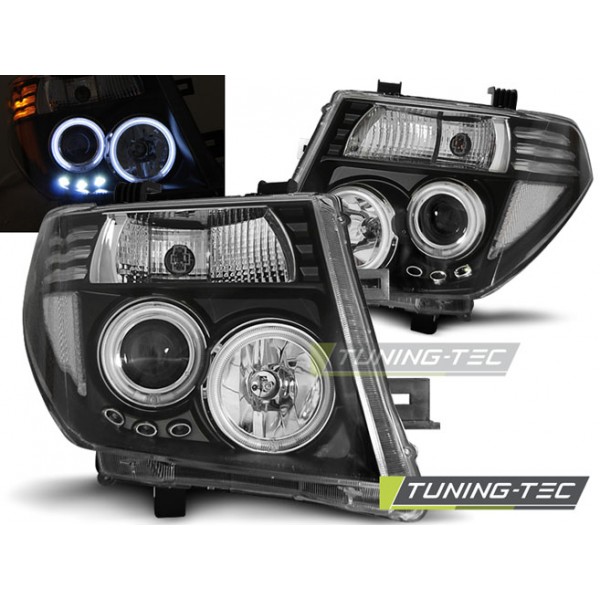 Оптика альтернативная Angel Eyes передняя Nissan Navara/Pathfinder (2004-...) черная