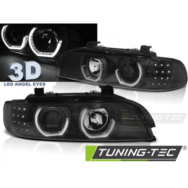 Оптика альтернативная 3D Angel Eyes LED передняя BMW e39 5 серия (1995-2003) черная