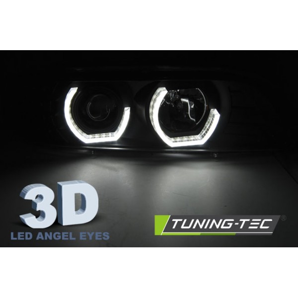 Оптика альтернативная 3D Angel Eyes LED передняя BMW e39 5 серия (1995-2003) черная