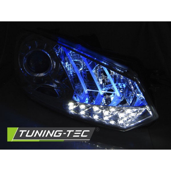 Оптика альтернативная передняя Tuning-Tec TRU DRL Blue Light Volkswagen Golf VI (2008-2012) хром