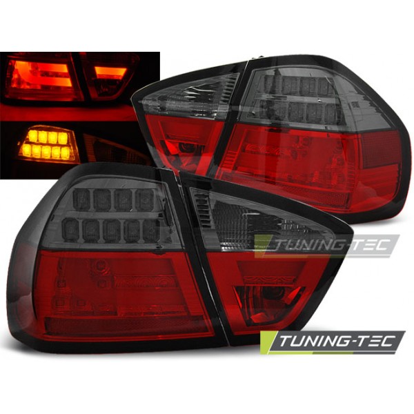 Оптика альтернативная LED задняя BMW e90 3 серия (2005-2008) красно-тонированная