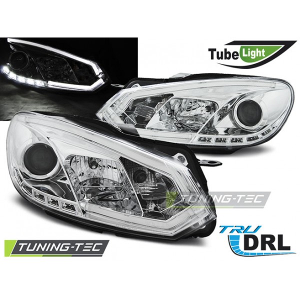 Оптика альтернативная передняя Tuning-Tec TubeLights Volkswagen Golf VI (2008-2012) хром