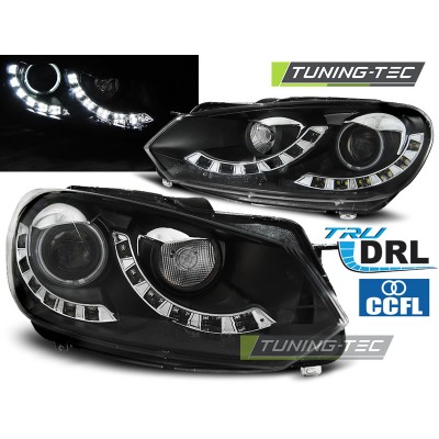 Оптика альтернативная передняя Tuning-Tec ССFL Dual TrueDRL Volkswagen Golf VI (2008-2012) черная