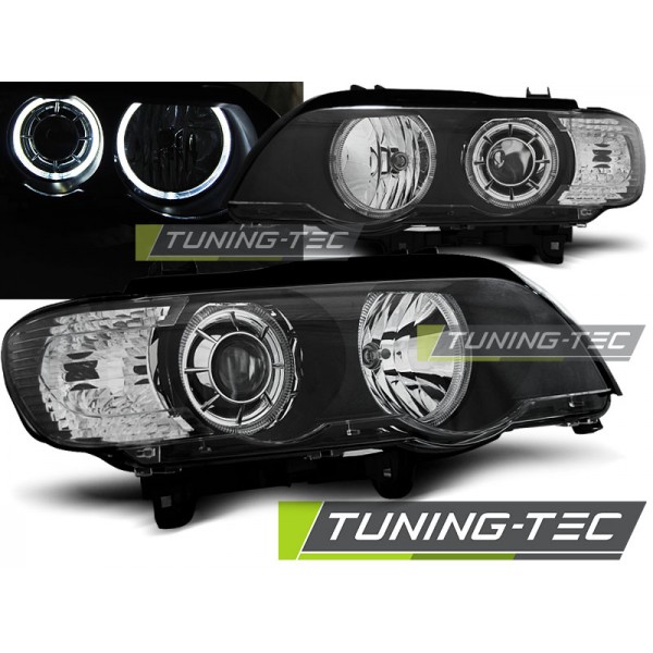 Фары тюнинг Tuning-Tec LED Angel Eyes под галоген BMW e53 X5 (1999-2003) черные