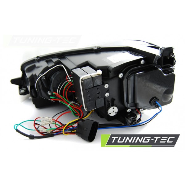 Альтернативная оптика с DRL U-Type передняя Volkswagen Golf VII (2012-...) черная c серебристой полосой