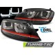 Альтернативная оптика с DRL U-Type передняя Volkswagen Golf VII (2012-...) черная c красной полосой