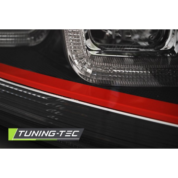 Альтернативная оптика с DRL U-Type передняя Volkswagen Golf VII (2012-...) черная c красной полосой
