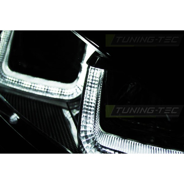 Альтернативная оптика с DRL U-Type передняя Volkswagen Golf VII (2012-...) черная c красной полосой