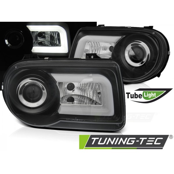 Оптика альтернативная Tube-Lights передняя Chrysler 300C (2004-2010) черная
