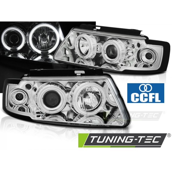 Оптика альтернативная передняя Angel Eyes CCFL Tuning-Tec Volkswagen Passat B5 (1996-2000) хром