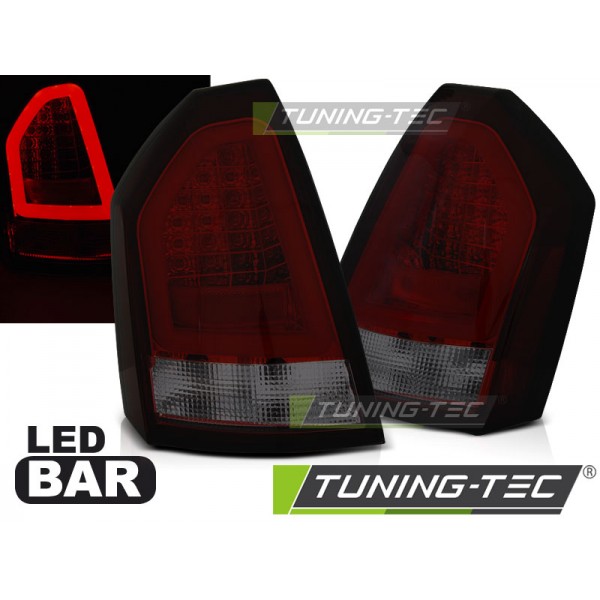 Оптика альтернативная LED Bar задняя Chrysler 300C (2004-2008) красно-тонированная