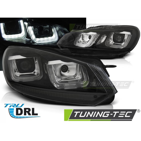 Оптика альтернативная передняя Tuning-Tec U-Type TrueDRL Volkswagen Golf VI (2008-2012) черная полоса