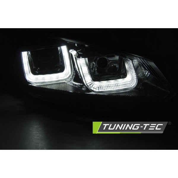 Оптика альтернативная передняя Tuning-Tec U-Type TrueDRL Volkswagen Golf VI (2008-2012) черная полоса
