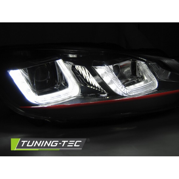 Оптика альтернативная передняя Tuning-Tec U-Type TrueDRL Volkswagen Golf VI (2008-2012) красная полоса
