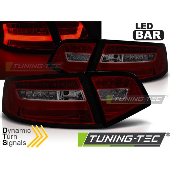 Оптика альтернативная LED Bar задняя Audi A6 C6 (2008-2011) красно-тонированная