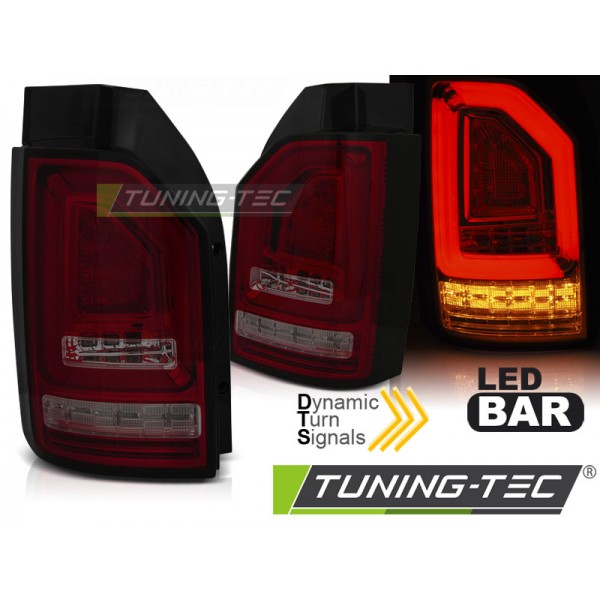 Оптика альтернативная задняя взамен штатных ламповых Tuning-Tec Volkswagen T6 (2015-...) красно-тонированная