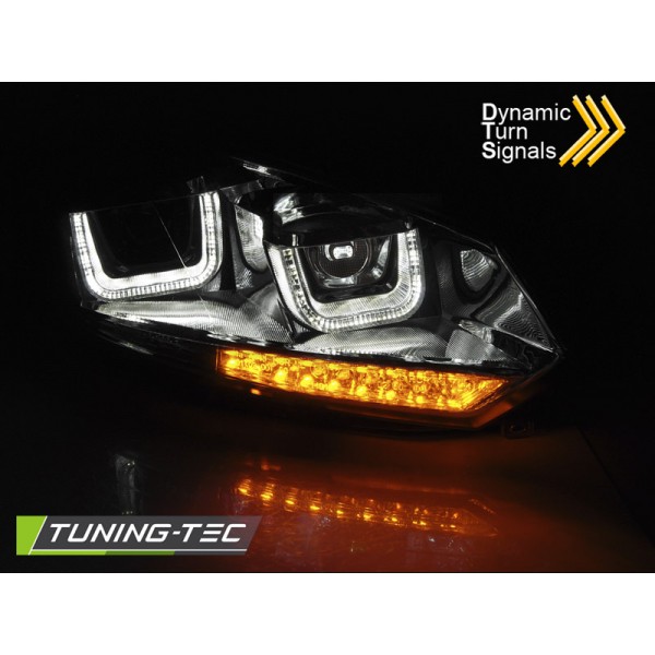 Оптика альтернативная передняя Tuning-Tec U-Type TrueDRL Dynamic Volkswagen Golf VI (2008-2012) хром