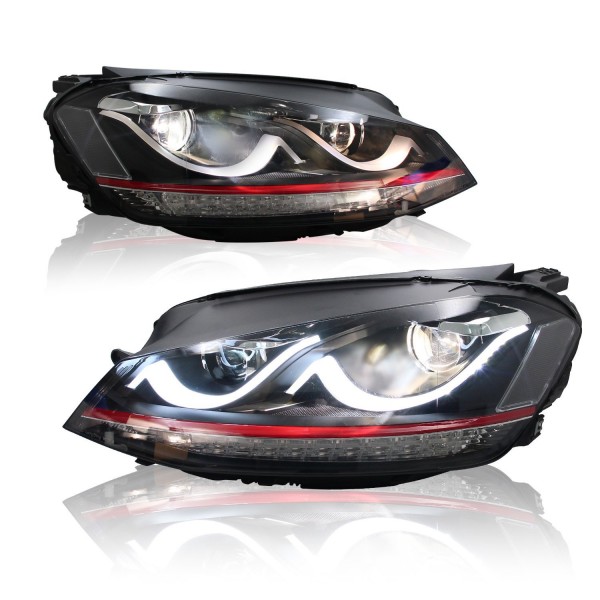 Оптика альтернативная передняя GTI Tube Volkswagen Golf VI (2012-...) черная